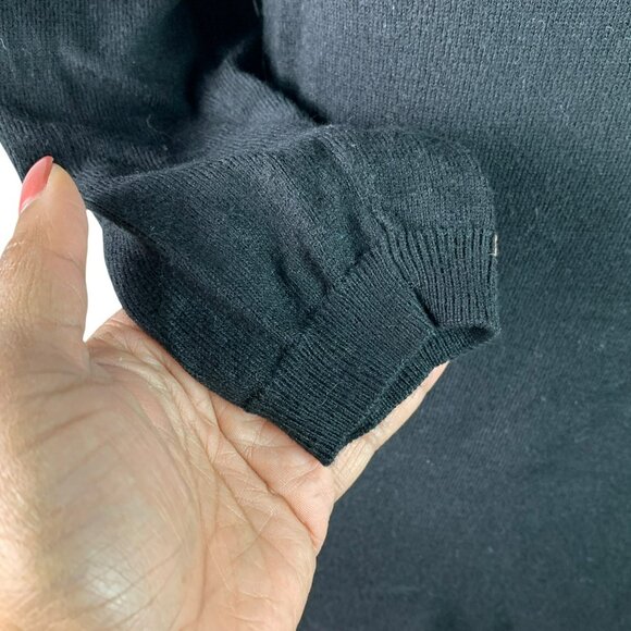 🟣🟣🟣 REITMANS Women's Size Small Black Trendy Zip Shoulder Cheetah Hem Sweater - Picture 9 of 10